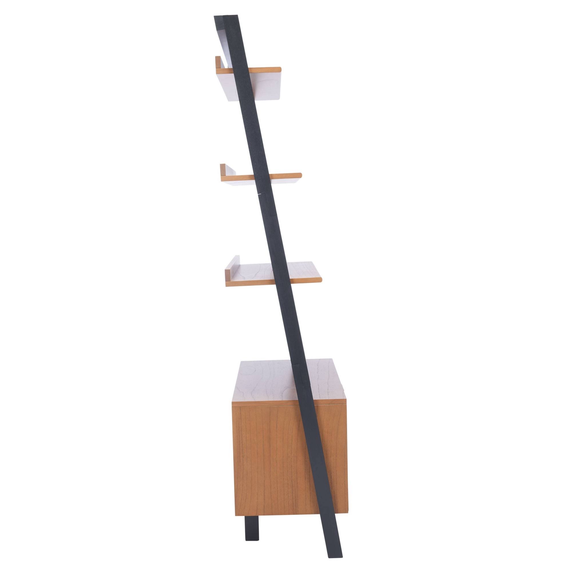 Safavieh Vlad 3 Shelf 1 Door Etagere-Natural / Charcoal