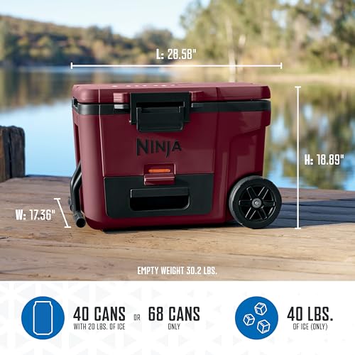 Ninja FrostVault 45qt Wheeled Cooler with Dry Zone, Integrated Fridge-Temp Dry Storage Drawer, Premium Heavy-Duty Insulated Cooler