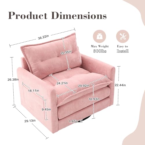 360 Swivel Accent Barrel Chair with Storage Ottoman & Headrest