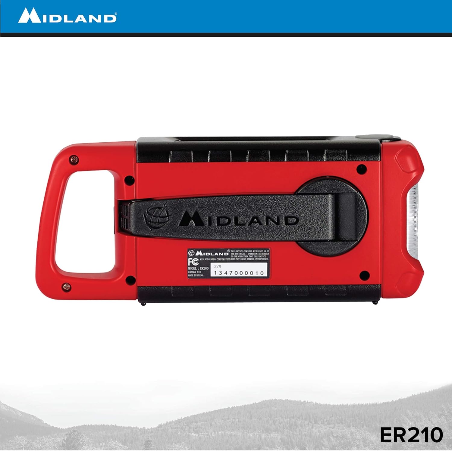 Midland - ER310, Emergency Crank Weather AM/FM Radio - Multiple Power Sources, SOS Emergency Flashlight, Ultrasonic Dog Whistle