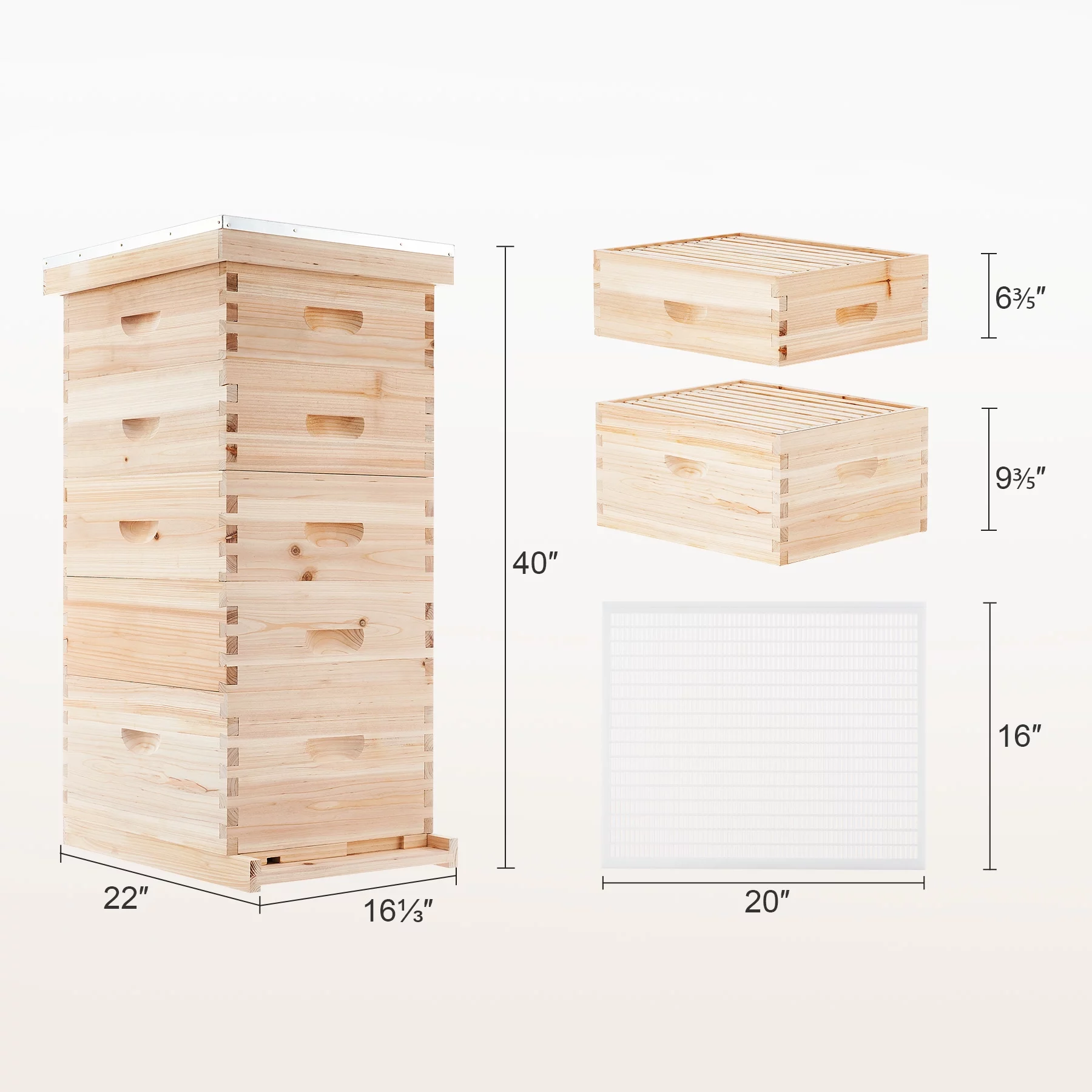 Preenex 5 Brood Boxes Beehive for Beekeeping With Metal Roof - Radiant Selections