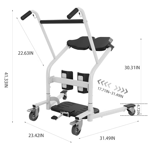 Deluxe Sit to Stand Lift w/Base Width Adjustment-Ergonomic Stand Assist Patient Lift for Safe Transfers