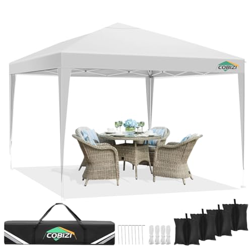 COBIZI 10x10 Pop up Canopy Tent Protable Canopy Tent with 4 Sidewalls Waterproof Commercial Instant Shelter for Parties, Wedding