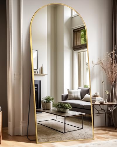 Full Length Mirror, 76"x34" Arched Floor Mirror Freestanding, Floor Standing Full Body Mirror with Stand for Bedroom