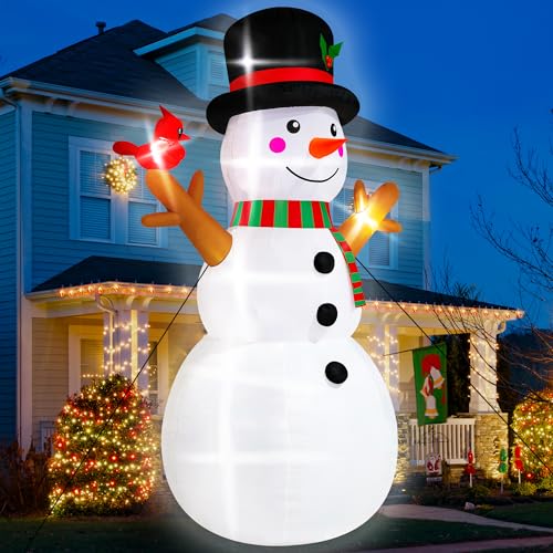 16FT Christmas Inflatable Snowman Outdoor Decorations, Giant Christmas Snowman, Holiday Blow Up Yard Decor with LED Lights