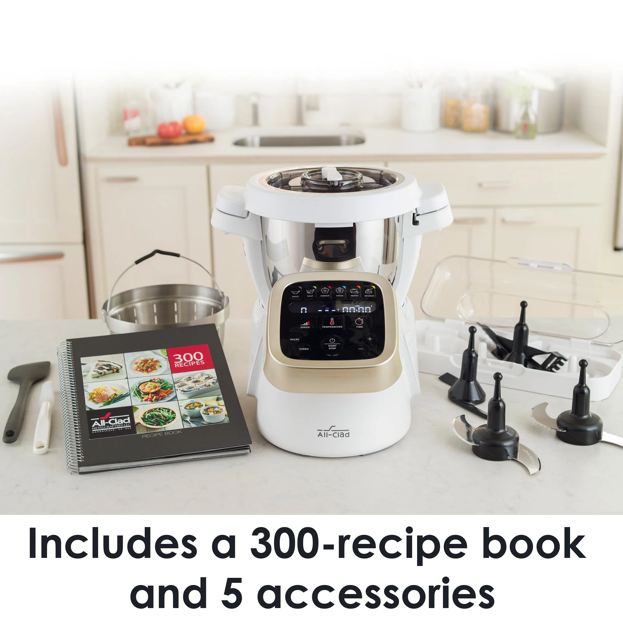 All-Clad HP503152 Prep&Cook Cooking Food Processor, 4.7-Quart, White
