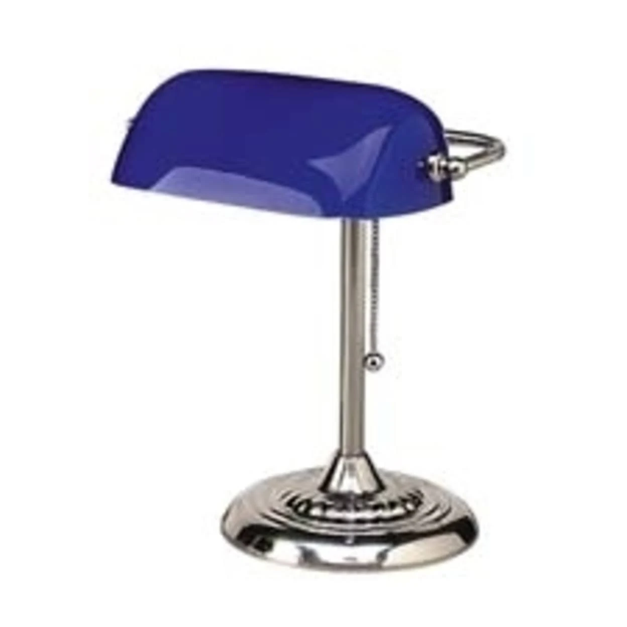 Ledu Traditional Incandescent Banker&s Lamp, Blue Glass Shade