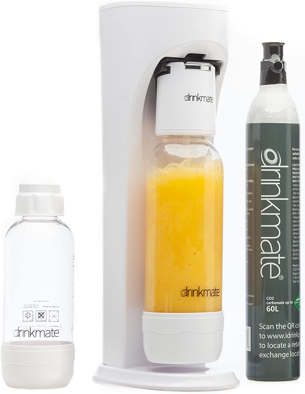 Drinkmate Sparkling Water and Soda Maker, Carbonates Any Drink, Special Bundle - Includes 60L CO2 Cylinder, Two Carbonation Bottles
