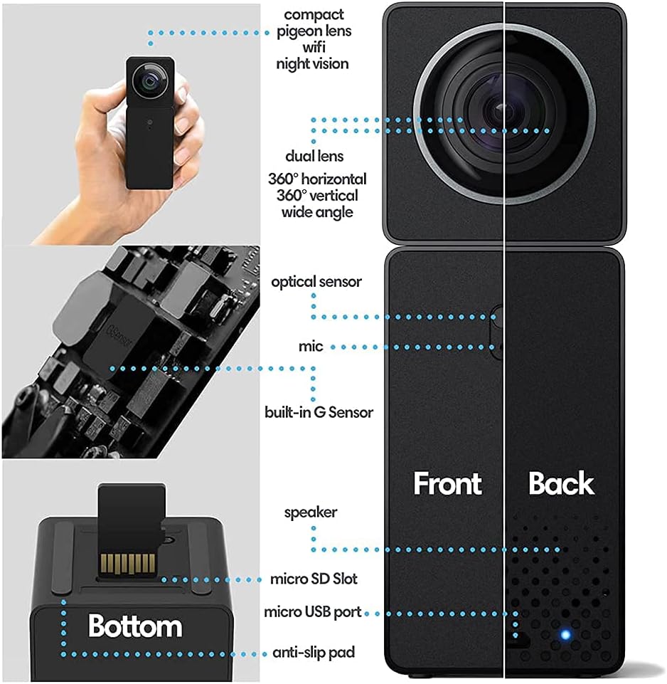 Tobicam Indoor Security Camera Shows 4 Views All at Once (2 Cams Built-in 1) Plug-in Smart Camera for Home Security, 1080P HD WiFi