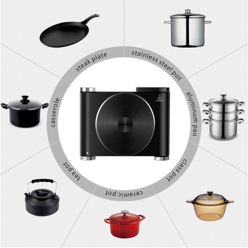 Cusimax Hot Plate Electric Burner Single Burner Cast Iron hot plates for cooking Portable Burner 1500W with Adjustable Temperature Control Stainless