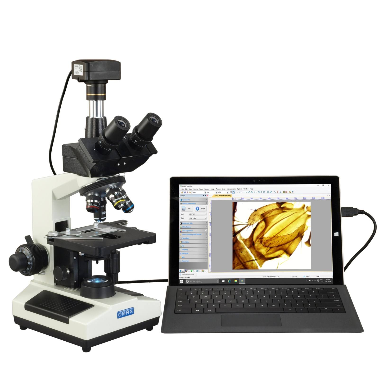 OMAX 40X-2500X USB 3.0 Super Speed 5MP Digital Compound Trinocular LED Lab Biological Microscope