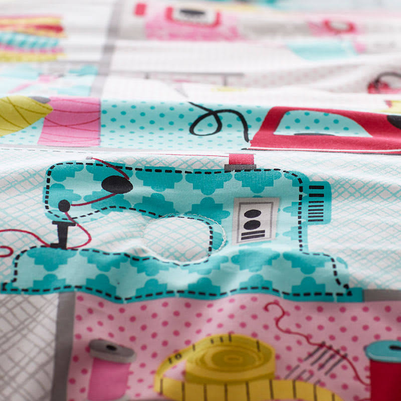 Cstudio Home by The Company Store Sew Right Organic Cotton Percale Twin Comforter, Multi