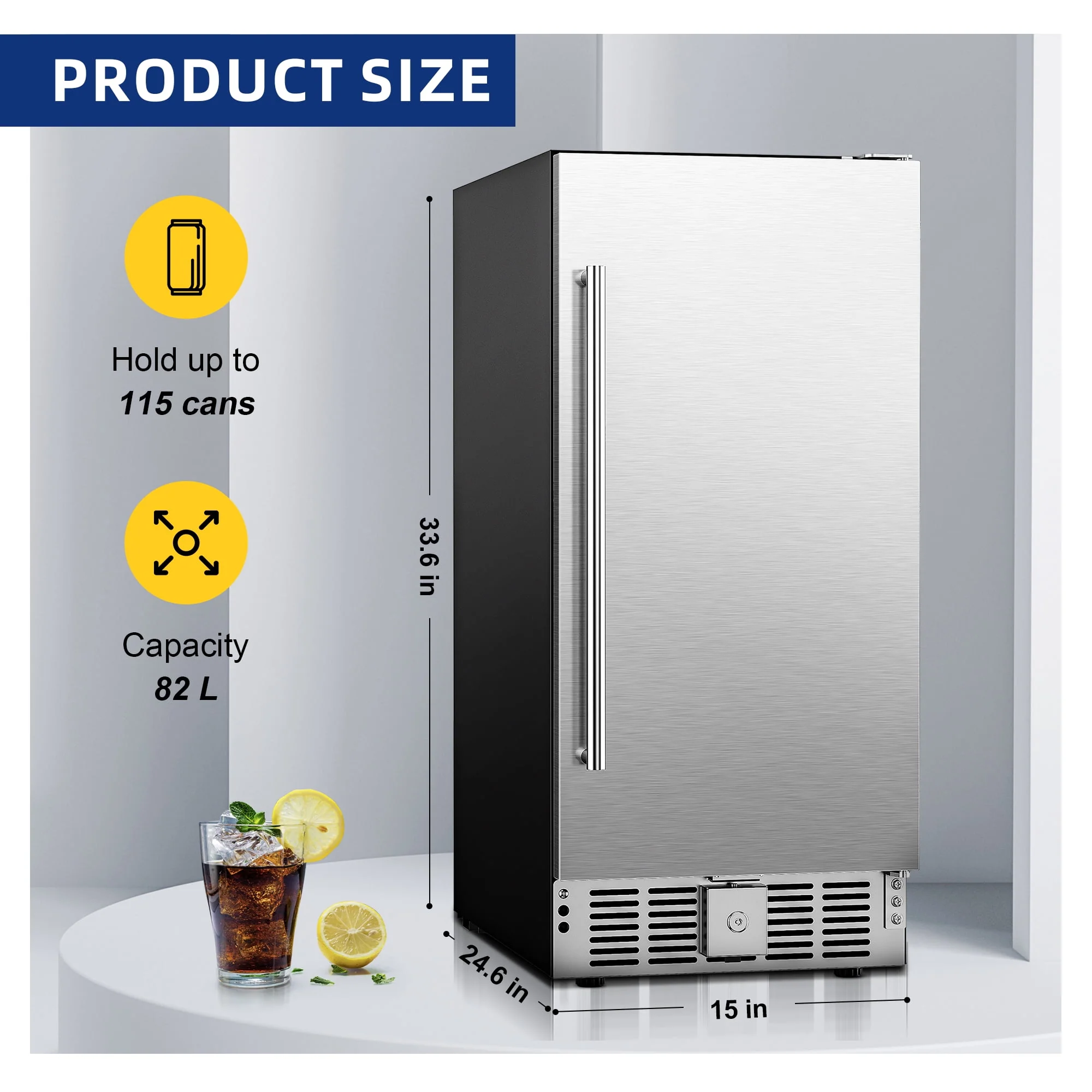 Simzlife 15 Beverage Cooler Under Counter Beverage Refrigerator Beer Fridge with Glass Door