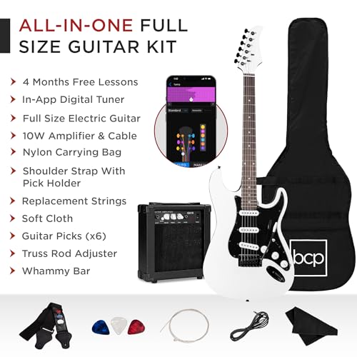 Best Choice Products 39in Full Size Beginner Electric Guitar Starter Kit w/Case, Strap, 10W Amp, Strings, Pick, Tremolo Bar - Sunburst