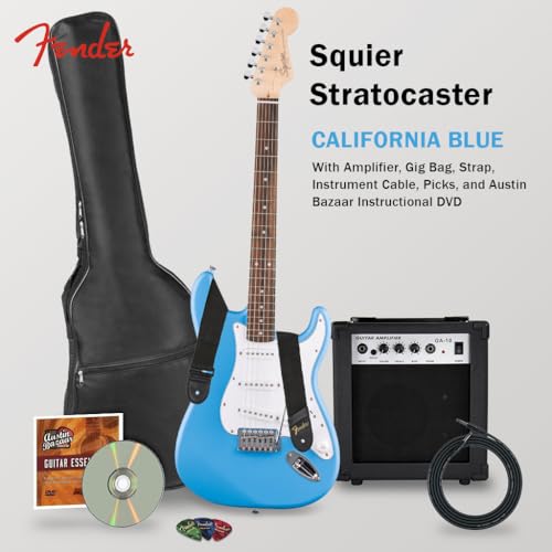 Fender Squier Stratocaster - Torino Red Bundle with Amplifier, Gig Bag, Strap, Instrument Cable, Picks, and Austin Bazaar Instructional DVD