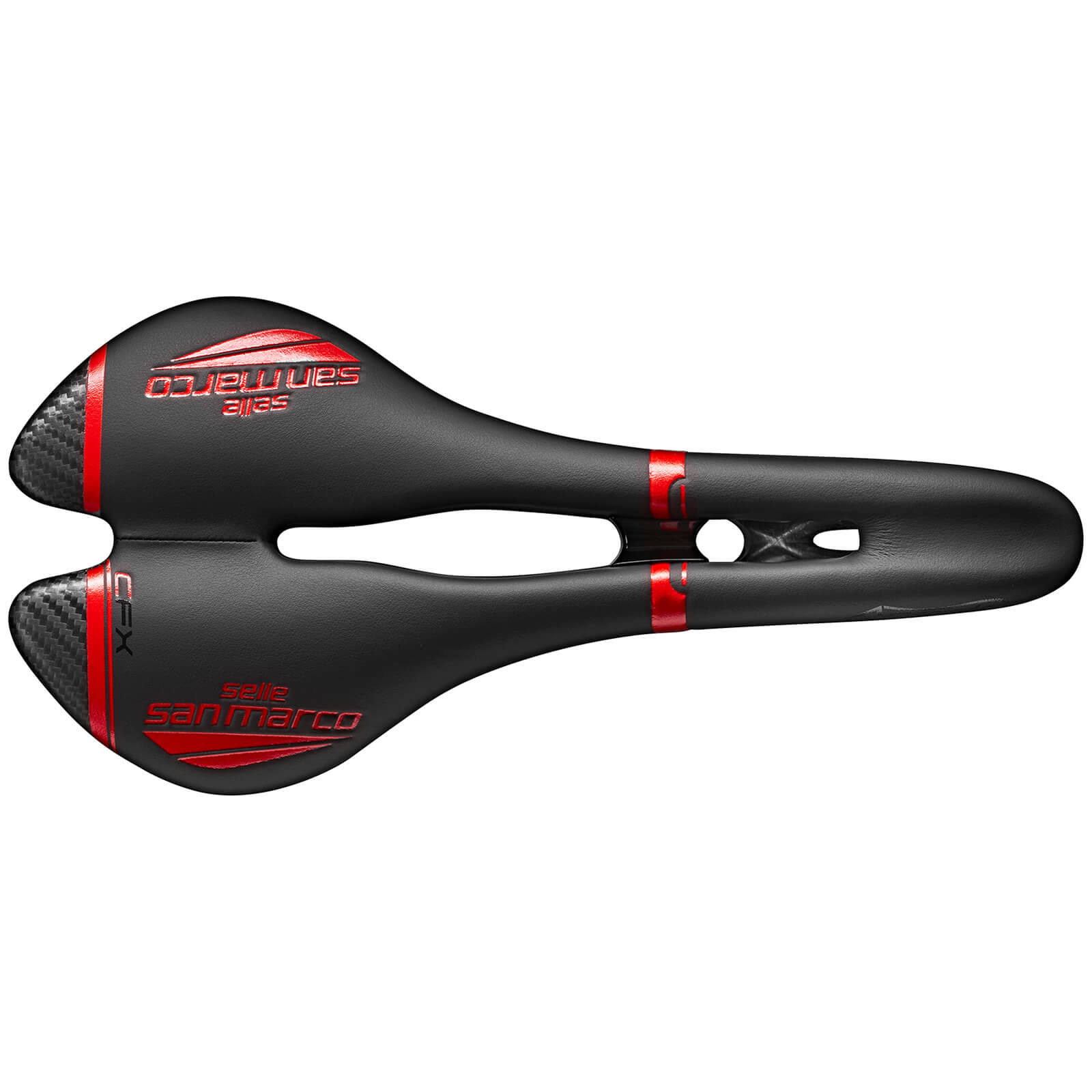 Selle San Marco Aspide Open-Fit Carbon FX Saddle - Narrow - S2 - Black/Red