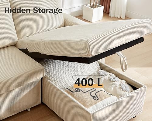 81" Sleeper Sofa Bed with Pull Out Bed, L Shaped Couch Sectional Sleeper Sofa, Pull Out Couch with Reclining Backrest, Reversible Storage Chaise