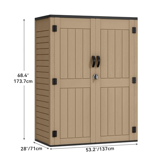 YITAHOME Outdoor Horizontal Storage Sheds w/o Shelf, Weather Resistant Resin Tool Shed, Multi-Opening Door for Storage of Bike, Trash Cans