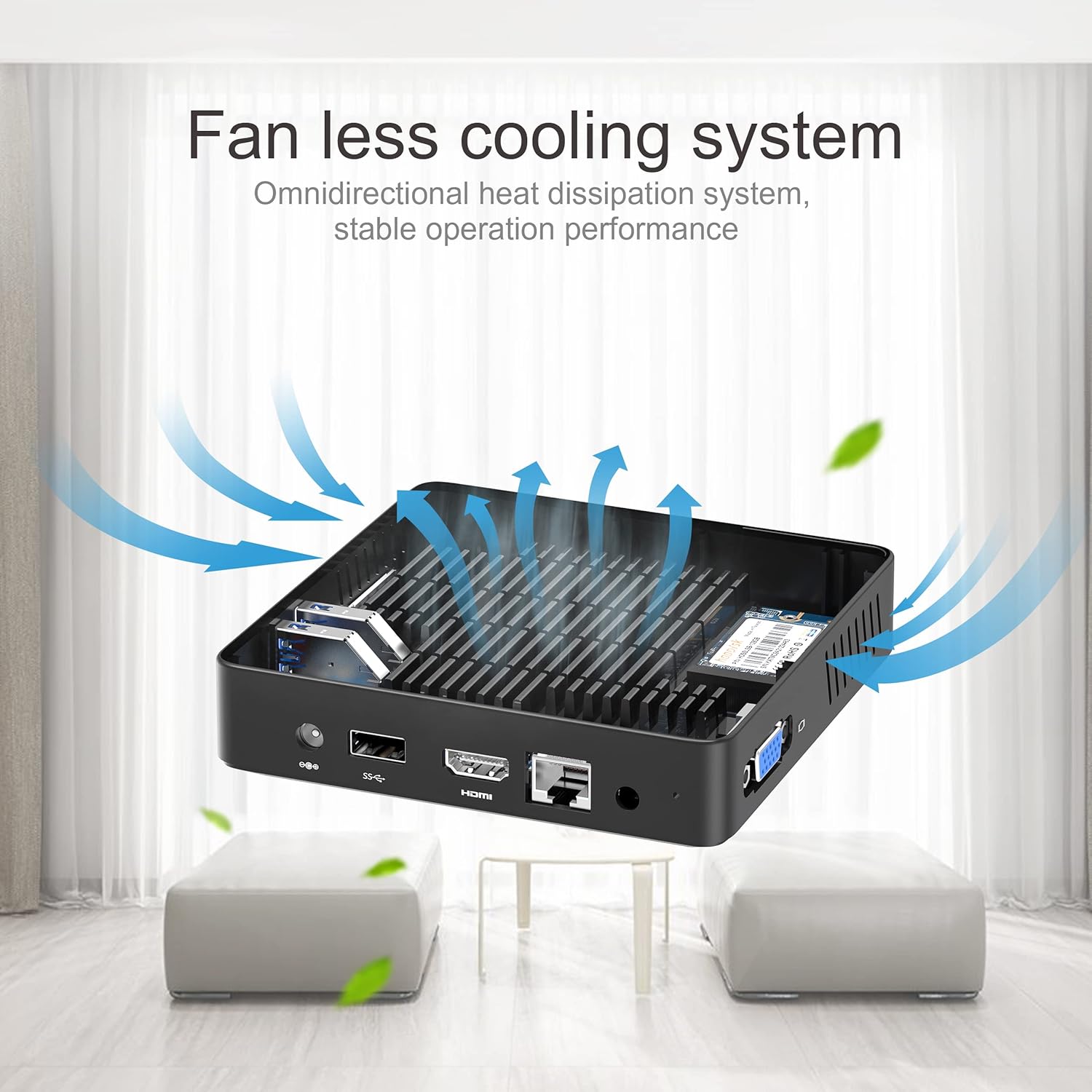 MINISFORUM N40 Mini PC Fanless Silent Desktop Computer 4GB RAM, 64GB eMMC Micro PC, Celeron N4020 up to 2.8GHz, 1000M LAN, HDMI&VGA