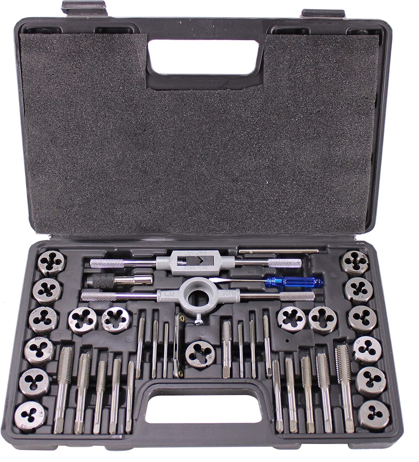 HFS(R) Tap and Die Set Tap and Die Set Split Dies-Metric Metric Sizes Essential Threading Tool with Storage Case (60 PCS) Pack of 2