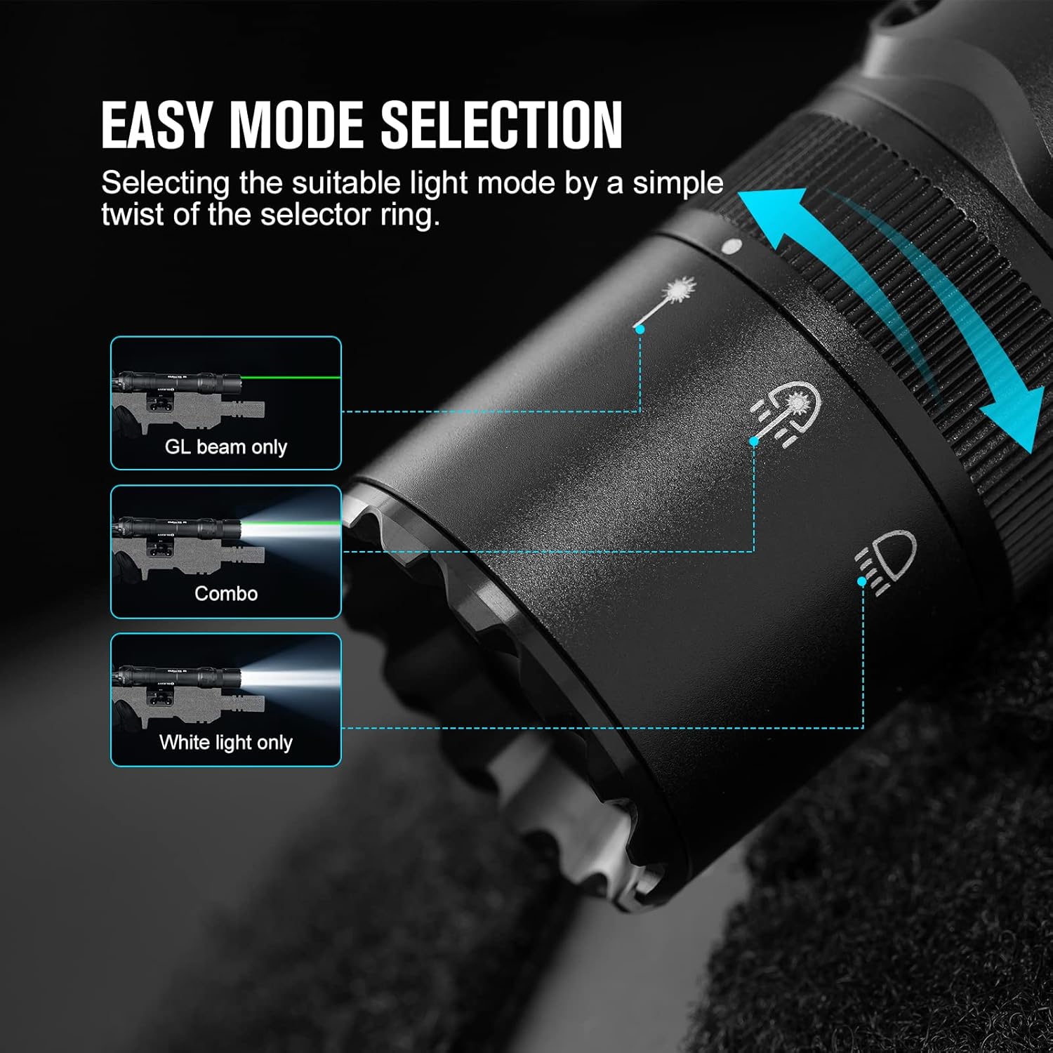 OLIGHT Odin GL M 1500 Lumens MLOK Mount Rechargeable Tactical Flashlight with Green Beam and White LED Combo