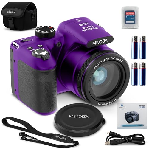 Minolta MN40Z 20MP Digital Camera – 40x Optical Zoom, 1080p FHD Video, 3.0" LCD, Wi-Fi, Face/Smile/Blink Detection – Silver