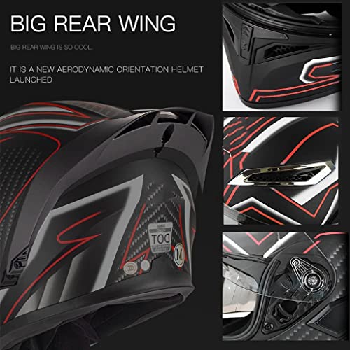Motocross Bluetooth Full Face Helmet Adults Dirt Bike Flip up Motorcycle Helmet Modular Dual Anti-Fog Visors Built-in MP3 Speaker for ATV MTB Four