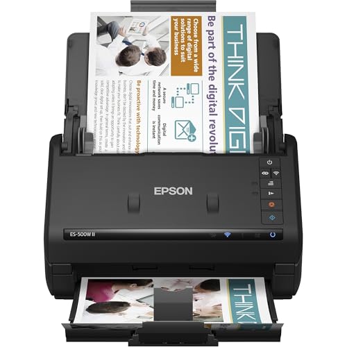 Epson Workforce ES-500W II Wireless Color Duplex Desktop Document Scanner for PC and Mac