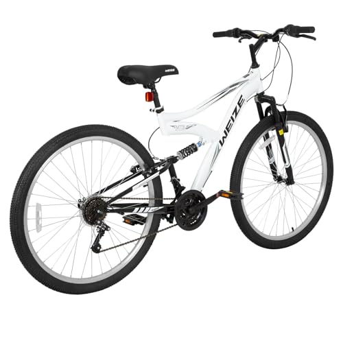 WEIZE Mountain Bike, 26 27.5 inch Outdoor Hybrid Bikes,18-Speed/High-Carbon Steel/Dual Full Suspension, Adjustable Ergonomic Seat for Men Women Adult