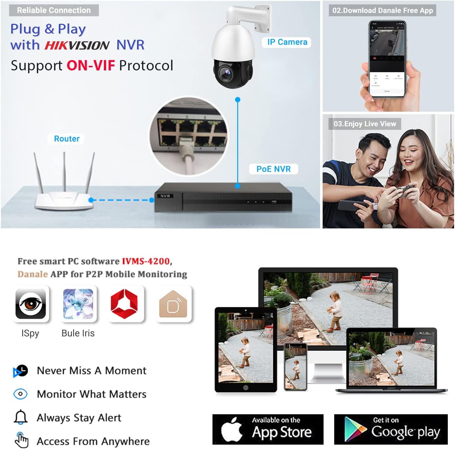 8MP Colorvu Camera Outdoor, Compatible for Hikvision, 2.8MM Lens with Full Color Night Vision, Built-in Mic, Smart Motion Detection