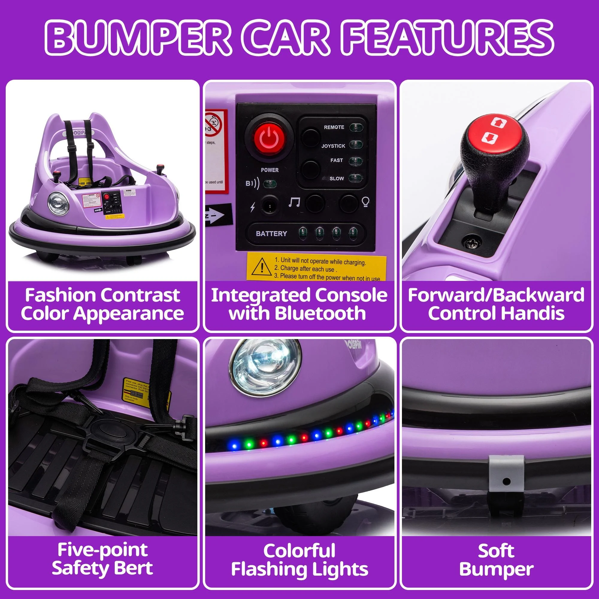 iRerts 12V Bumper Cars for Kids, Bumper Car Ride on with Remote Control, Battery Powered Kids Ride on Toys for 2-5 Year Old Boys Girls