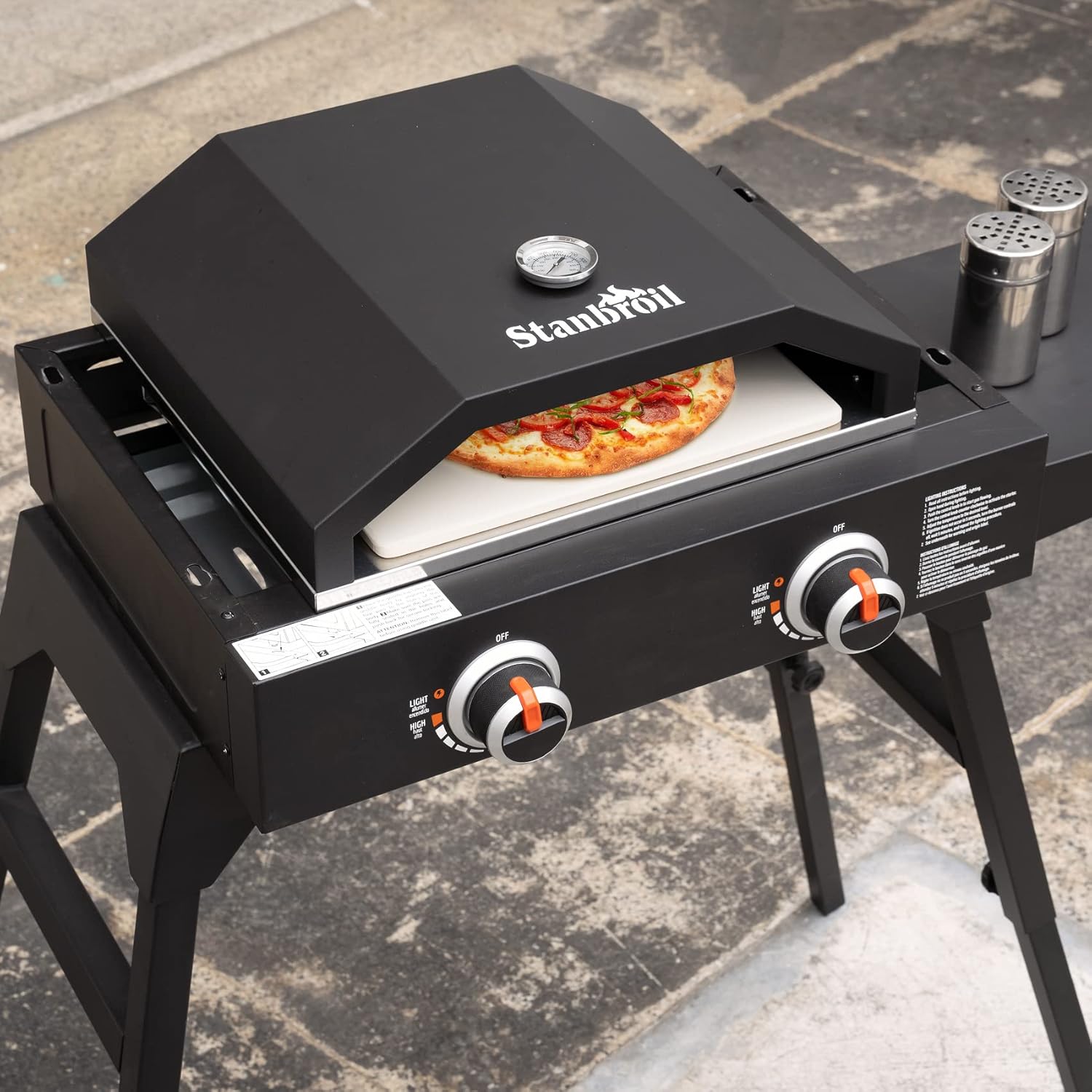 Stanbroil Outdoor Pizza Oven for Blackstone 17" or 22" Tabletop Griddles, Portable Pizza Maker with 13" Pizza Stone and Temperature Gauge