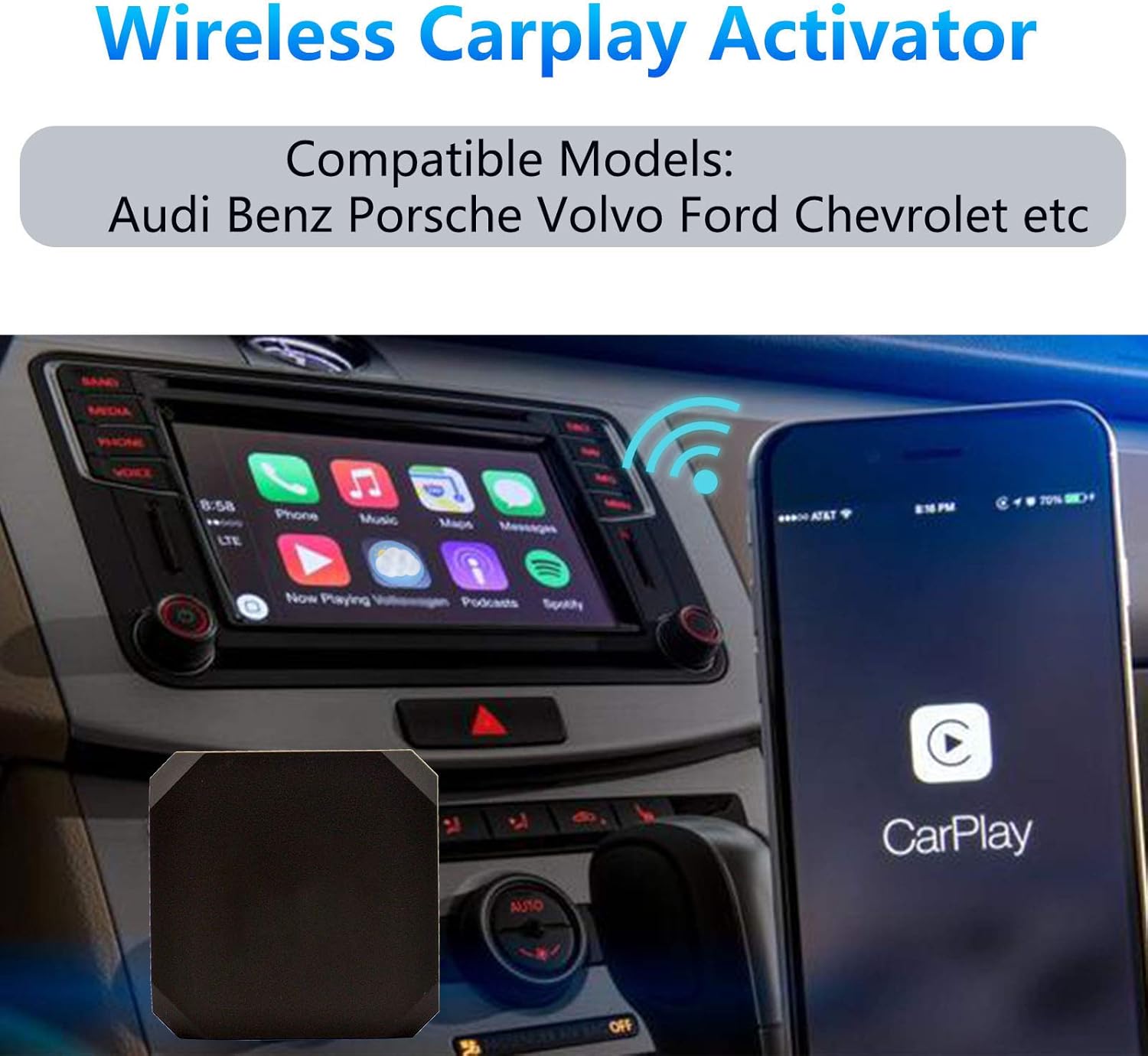 Wireless CarPlay Adapter,Wireless CarPlay Dongle Convert Wired to Wireless CarPlay for Car with Factory Wired CarPlay