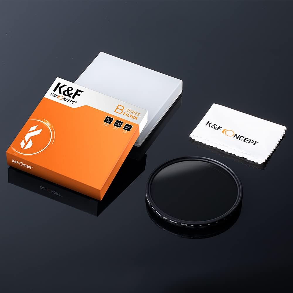 K&F Concept 37mm ND Filter Variable Fader NDX Neutral Density Adjustable ND2 to ND400 Lens Filter Kit + Cleaning Cloth for Cameras Lens