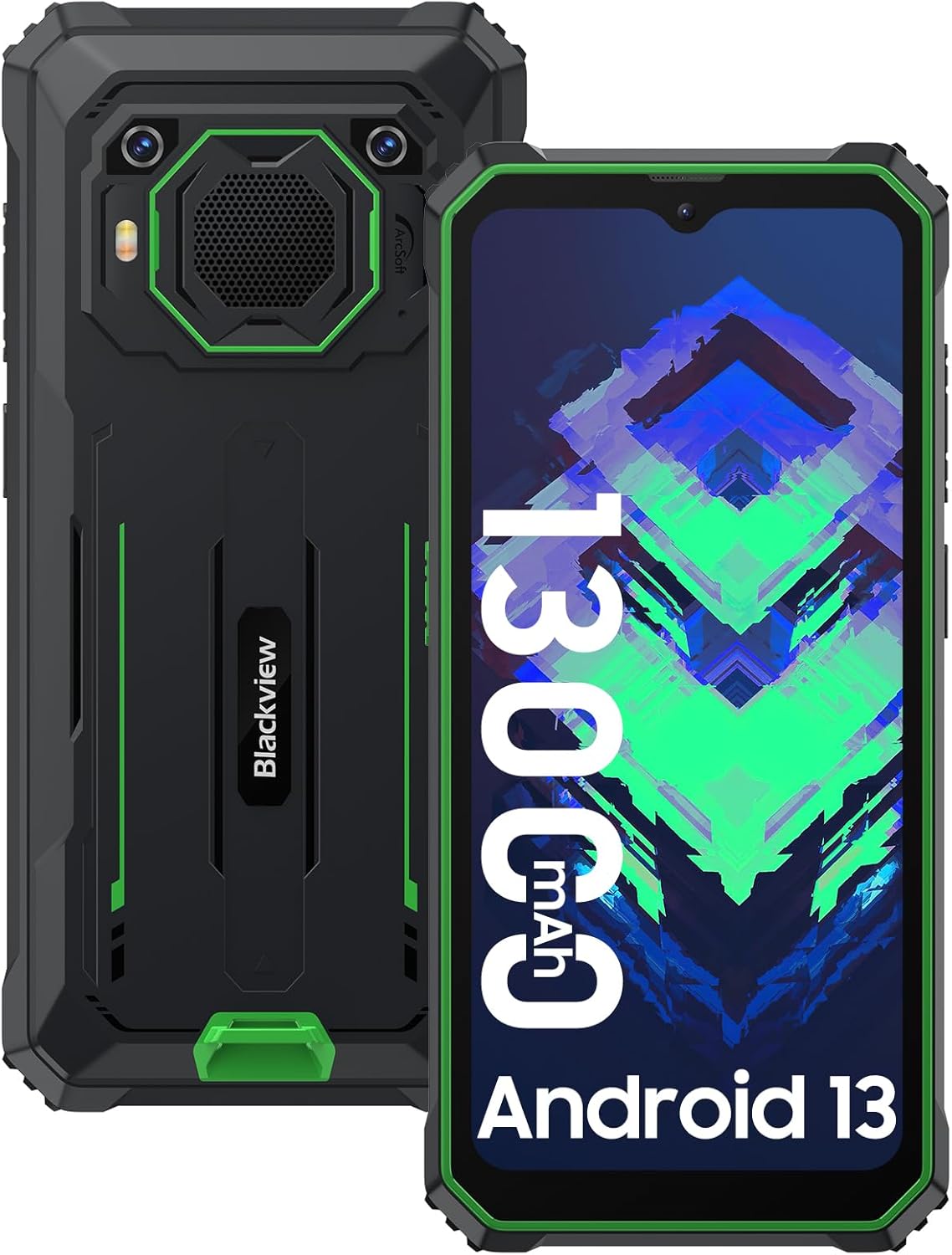 Blackview BV6200 Rugged Phones Unlocked 2024, Rugged Smart Phone 13000mAh 18W Charge, 6.56" Android 13, 8GB+64GB/1TB Expand Rugged Phone