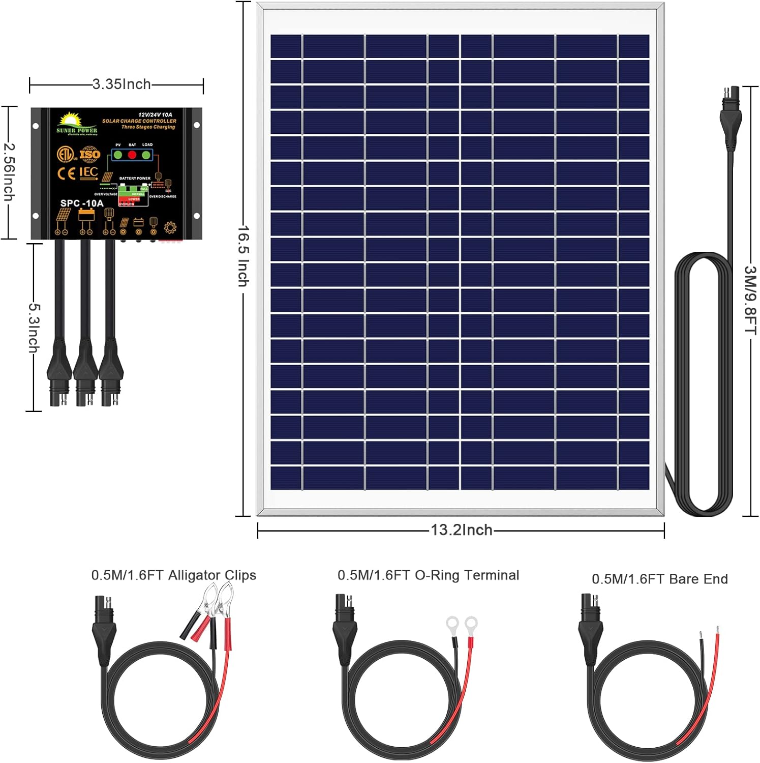 SUNER POWER 50 Watts Mono Crystalline 12V Solar Panel Kits