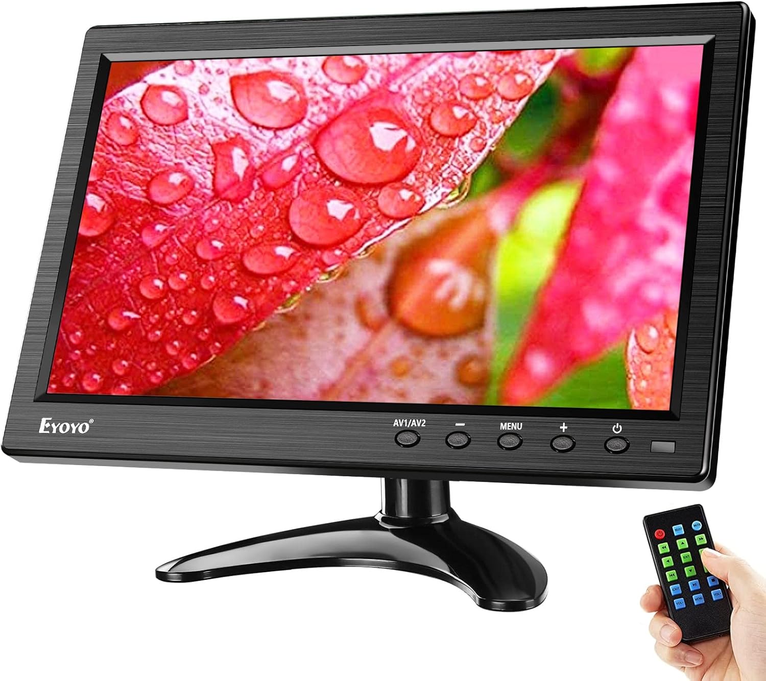 Eyoyo 10 Inch Monitor 1024x600 Small Display HD TFT LCD Display Screen Support AV VGA BNC HDMI Video Input for CCTV DVD PC DVR with Speakers and