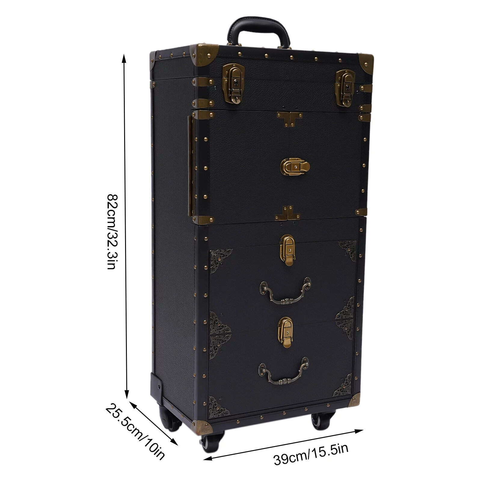 Miumaeov Portable Rolling Makeup Train Case Hairdressing Clipper Trimmer Display Suitcase Travel Organizer Beauty Salon Cosmetic Luggage Box