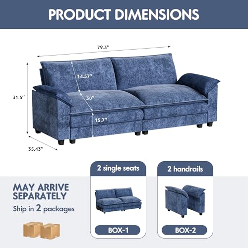 Homall 119" Modular Sectional Sofa, L Shaped Sofa Couch with Reversible Ottoman, DIY Combination Chenille Deep 3-Seat Cloud Couch for Living Room