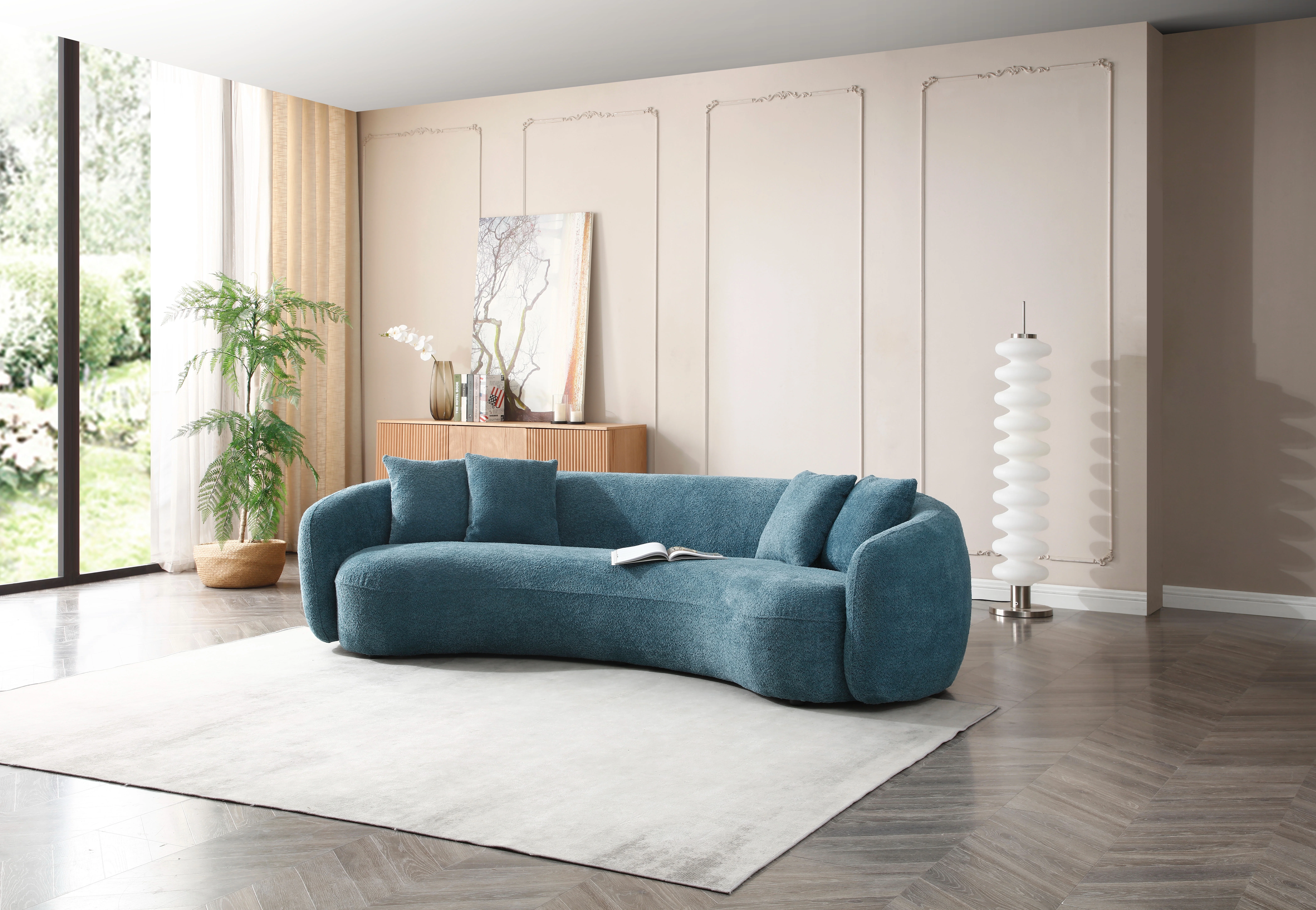 kevinplus 101'' Boucle Curved Sofa Couch for Living Room
