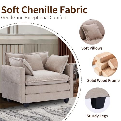 SweetGO corporation 40" Chenille Lounge Chair for Reading, Modern Couch Cozy Sofa Bed