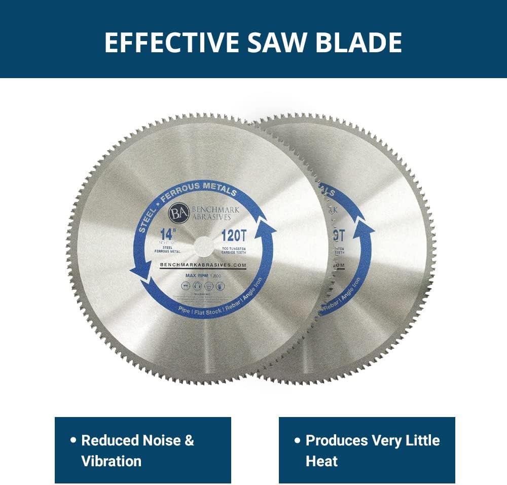 Benchmark Abrasives 14" 80 Tooth Tungsten Carbide Tips Saw Blade for Thin Steel and Ferrous Metals