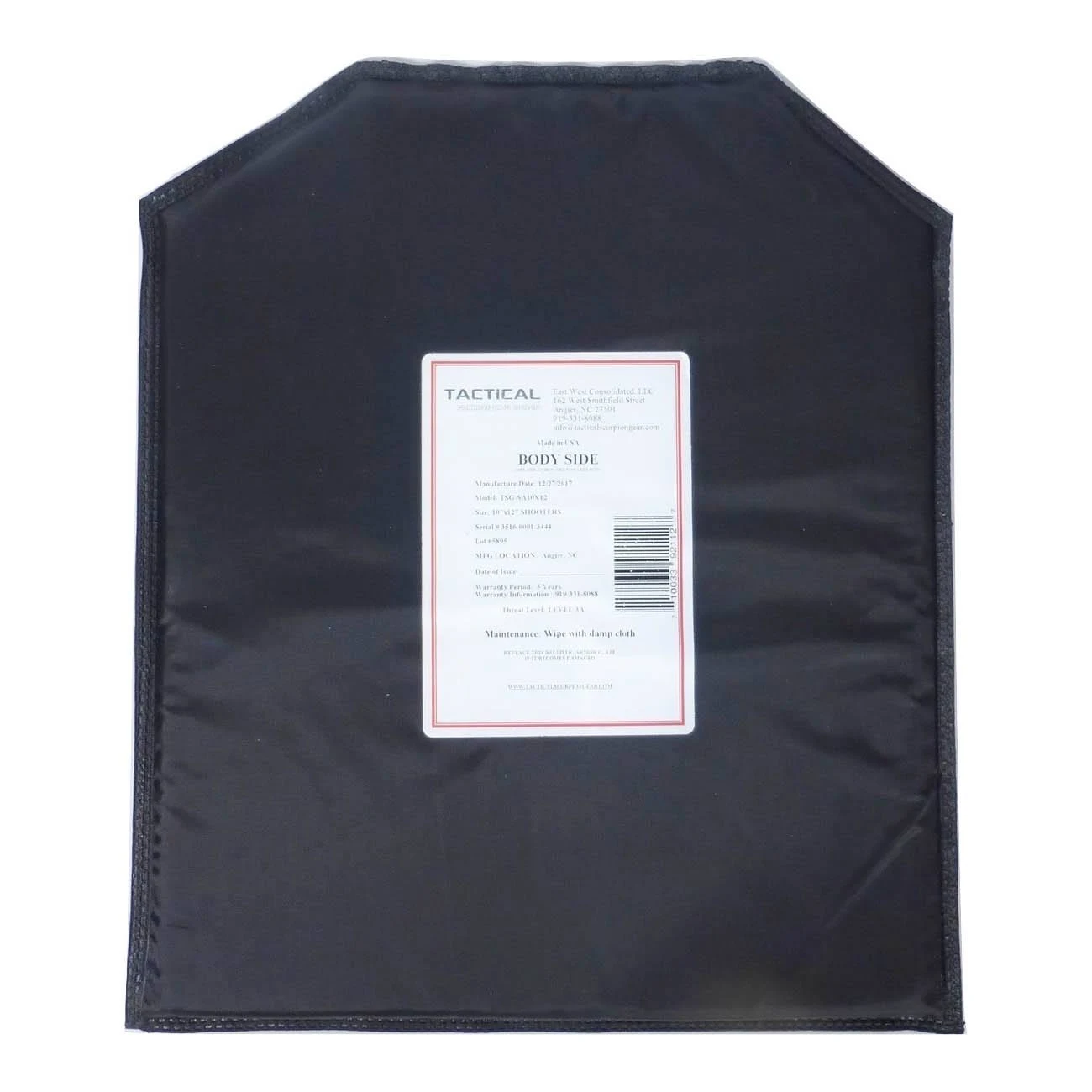 Tactical Scorpion Gear Waterproof Level IIIA 3A Soft Body Armor Plate Shooters 10x12