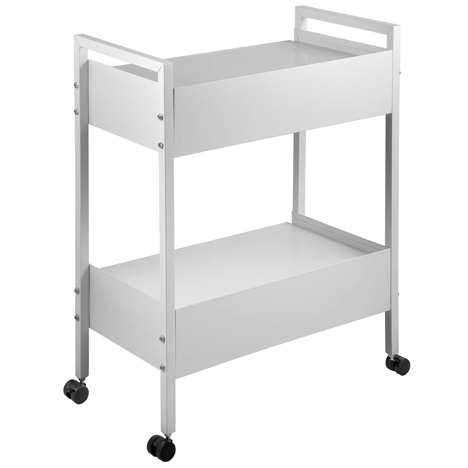 VEVOR Lab Cart, 2 Tiers Lab Trolley, Steel Lab Utility Cart, 360° Rolling Lab Cart, Locking Drawer Stainless Steel Lab Cart