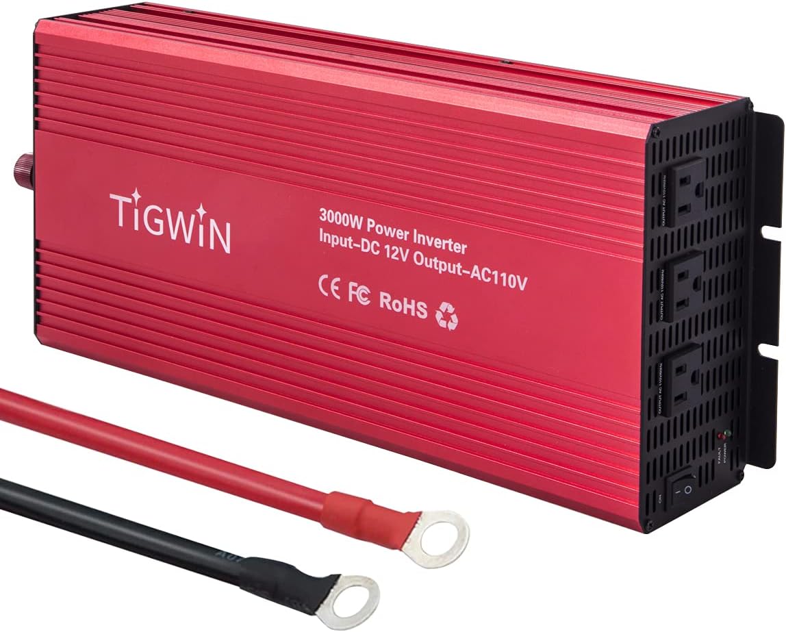 3000W Power Inverter 3000 watts Modified Sine Wave Inverter for Home Car RV with AC Outlets Converter DC 12V in to AC 110V Out(Red)