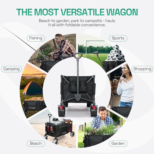 TerrainGO Beach Wagon Wheels for Sand | Quick-Change Interchangeable Patent Pending | Air-Filled Beach Cart Tires (12" Wheels for Large Wagon Only)