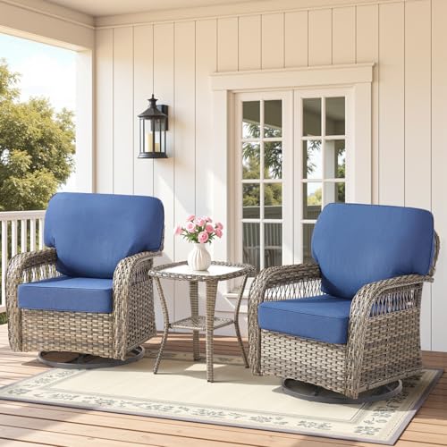 7 Pieces Outdoor Furniture Set with Swivel Chairs