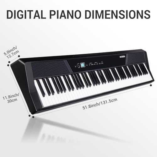 MOSEN Digital Piano 88-Key Full Size Weighted Piano, Electronic Keyboard Piano, Hammer Action, with Music Stand, Double X frame, 3-Pedal
