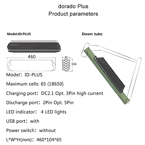 (3-7 Days delivery) 48V 13Ah 17.5Ah Reention Dorado Plus e-Bike Battery Pack for e-Bike Removable Lithium Battery Power 624Wh 840W with 30A BMS and