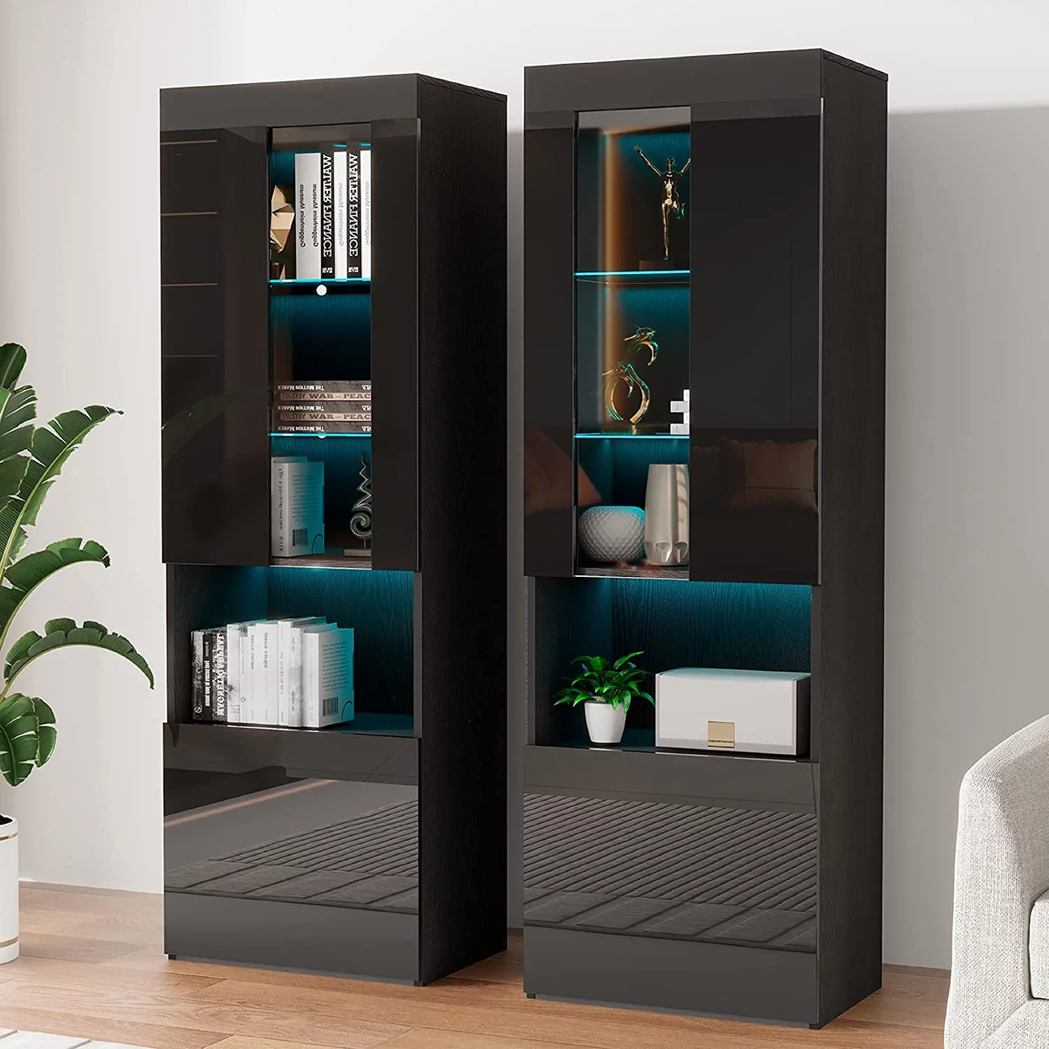 AMERLIFE 2 Piece Bookcase Storage Cabinet